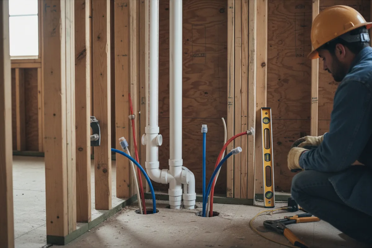 Drain and supply rough-in during Leak Detection in Omega