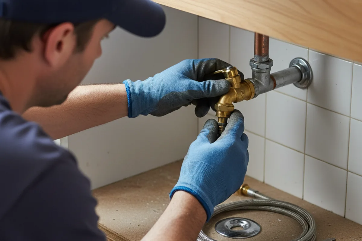 Shutoff valve and fitting work during Burst Pipe Repair in Omega